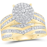 GND 10K Yellow Gold Matching Wedding Ring Set with Prong-Set Round Diamonds - 1.20 Carat Total Diamond Weight