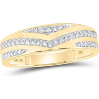 GND 10K Yellow Gold Matching Wedding Ring Set with Prong-Set Round Diamonds - 1.20 Carat Total Diamond Weight