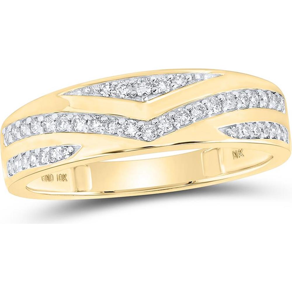 GND 10K Yellow Gold Matching Wedding Ring Set with Prong-Set Round Diamonds - 1.20 Carat Total Diamond Weight