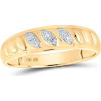 GND 10K Yellow Gold Matching Wedding Ring Set with Round Diamond Cluster - 1/2 Total Carat Weight