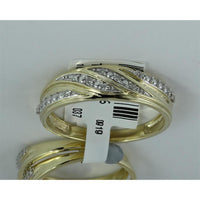 GND 10K Yellow Gold Matching Wedding Ring Set with Round Diamond Cluster - 1/3 Carat Total Diamond Weight