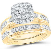 GND 10K Yellow Gold Matching Wedding Ring Set with Round Diamonds - 1-1/5 Carat Total Diamond Weight