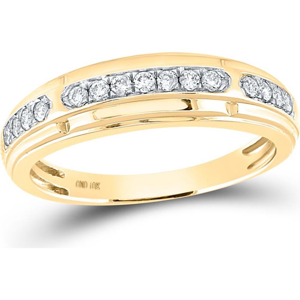 GND 10K Yellow Gold Matching Wedding Ring Set with Round Diamonds - 1-1/5 Carat Total Diamond Weight