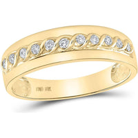 GND 10K Yellow Gold Matching Wedding Ring Set with Round Prong-Set Diamond Cluster and Channel-Set Diamonds - 3/4 Carat Total Diamond Weight