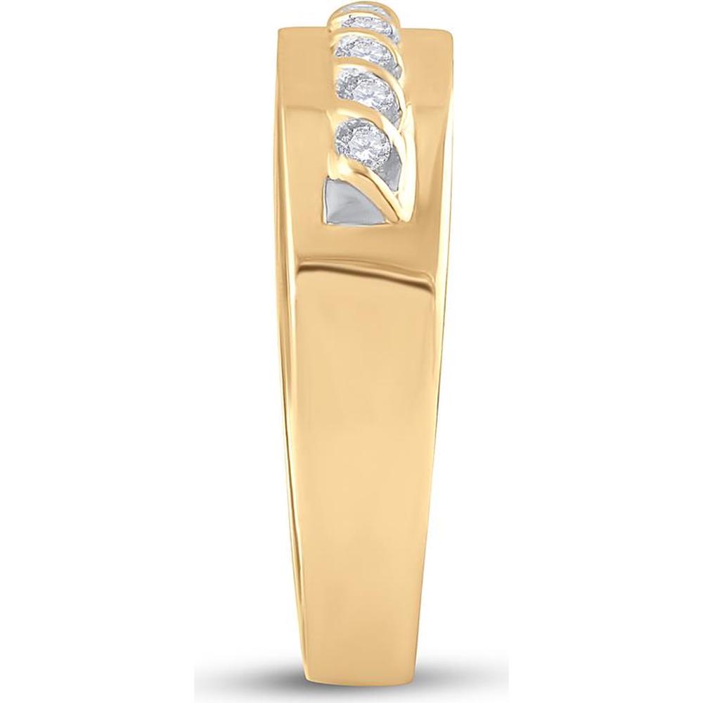 GND 10K Yellow Gold Matching Wedding Ring Set with Round Prong-Set Diamond Cluster and Channel-Set Diamonds - 3/4 Carat Total Diamond Weight