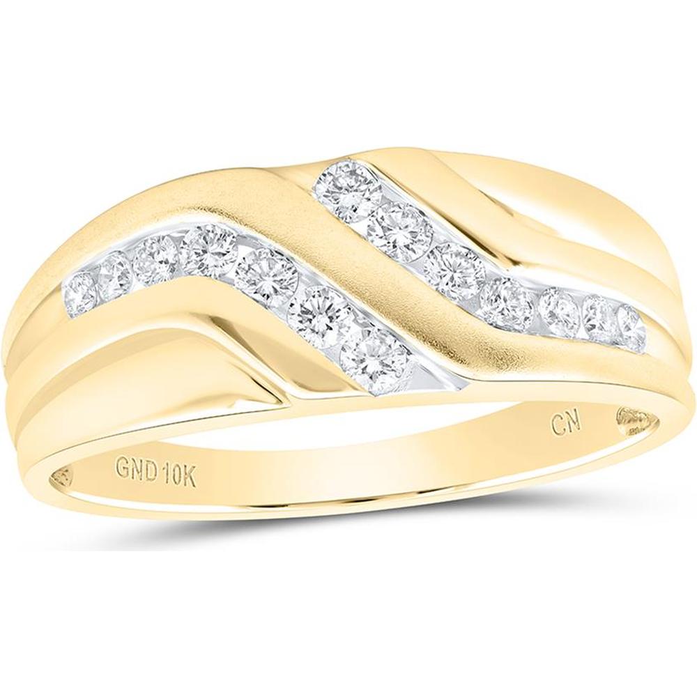 GND 10K Yellow Gold Men's Band with Channel-Set Round Diamonds - 1/2 Carat Total Diamond Weight