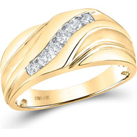 GND 10K Yellow Gold Men's Wedding Band Ring with Channel-Set Round Diamonds - 1/3 Total Carat Weight