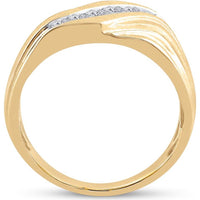 GND 10K Yellow Gold Men's Wedding Band Ring with Channel-Set Round Diamonds - 1/3 Total Carat Weight
