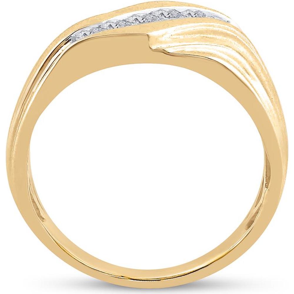 GND 10K Yellow Gold Men's Wedding Band Ring with Channel-Set Round Diamonds - 1/3 Total Carat Weight