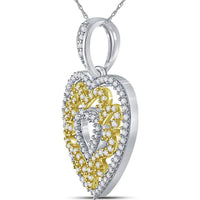 GND 10K Yellow Gold Nested Curl Heart Pendant with Round Diamonds - 0.50 Carat Total Diamond Weight