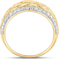 GND 10K Yellow Gold Nugget Band Ring with Prong-Set Round Diamonds - 0.77 Carat Total Diamond Weight
