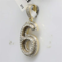 GND 10K Yellow Gold Number 6 Pendant with Prong-Set Round Diamonds - 1 5/8 Total Carat Weight