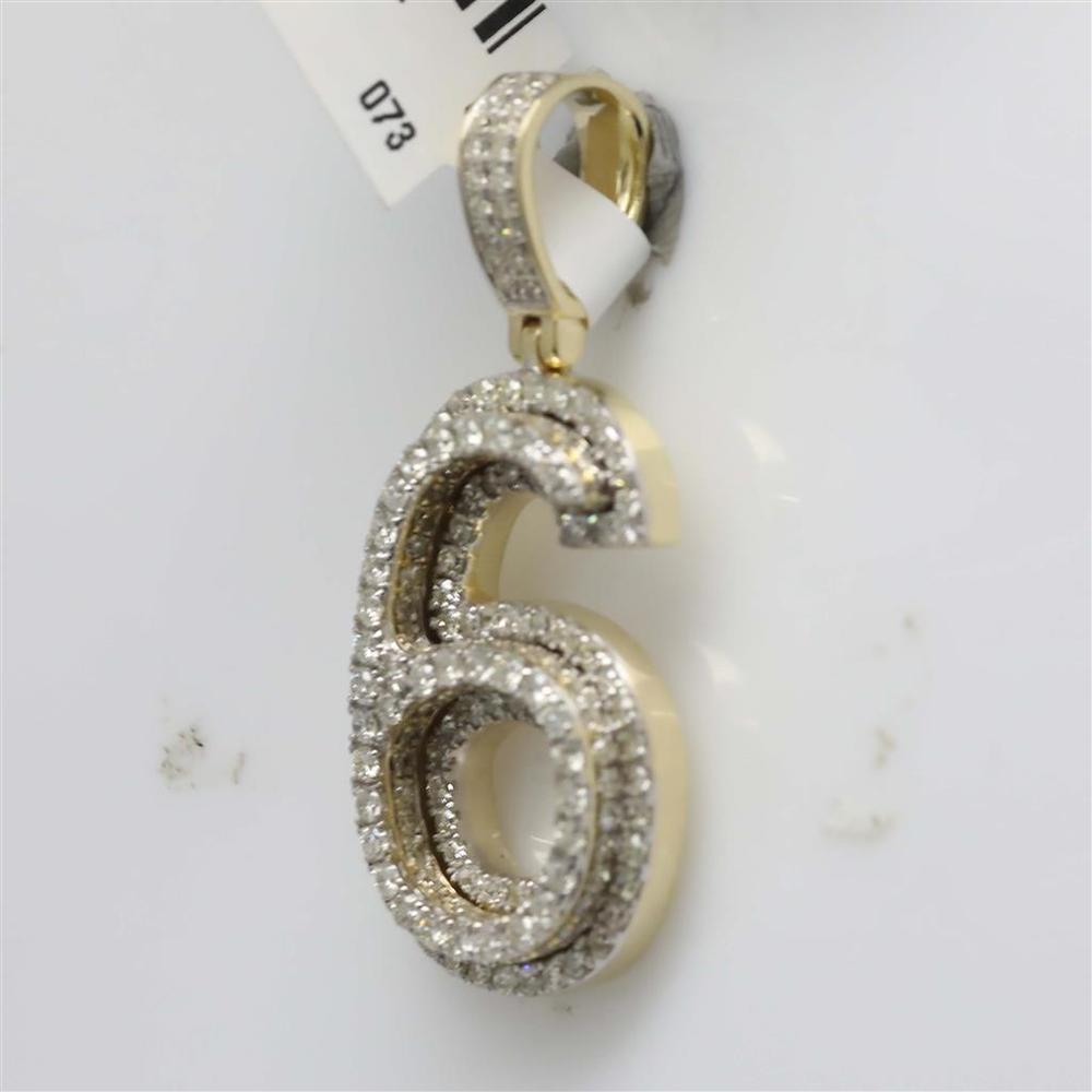 GND 10K Yellow Gold Number 6 Pendant with Prong-Set Round Diamonds - 1 5/8 Total Carat Weight