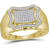 GND 10K Yellow Gold Octagon Curved Cluster Ring with Prong-Set Round Diamonds - 1/3 Carat Total Diamond Weight