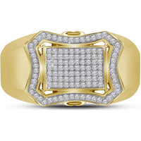 GND 10K Yellow Gold Octagon Curved Cluster Ring with Prong-Set Round Diamonds - 1/3 Carat Total Diamond Weight