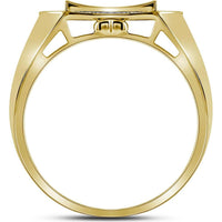 GND 10K Yellow Gold Octagon Curved Cluster Ring with Prong-Set Round Diamonds - 1/3 Carat Total Diamond Weight