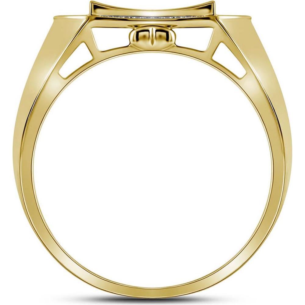 GND 10K Yellow Gold Octagon Curved Cluster Ring with Prong-Set Round Diamonds - 1/3 Carat Total Diamond Weight