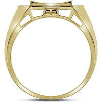 GND 10K Yellow Gold Octagon Curved Cluster Ring with Prong-Set Round Diamonds - 1/3 Carat Total Diamond Weight