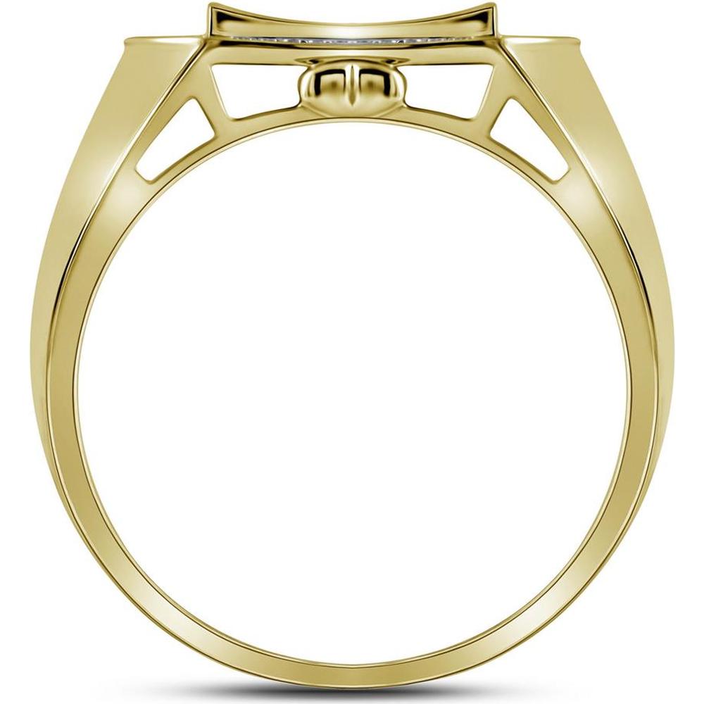GND 10K Yellow Gold Octagon Curved Cluster Ring with Prong-Set Round Diamonds - 1/3 Carat Total Diamond Weight