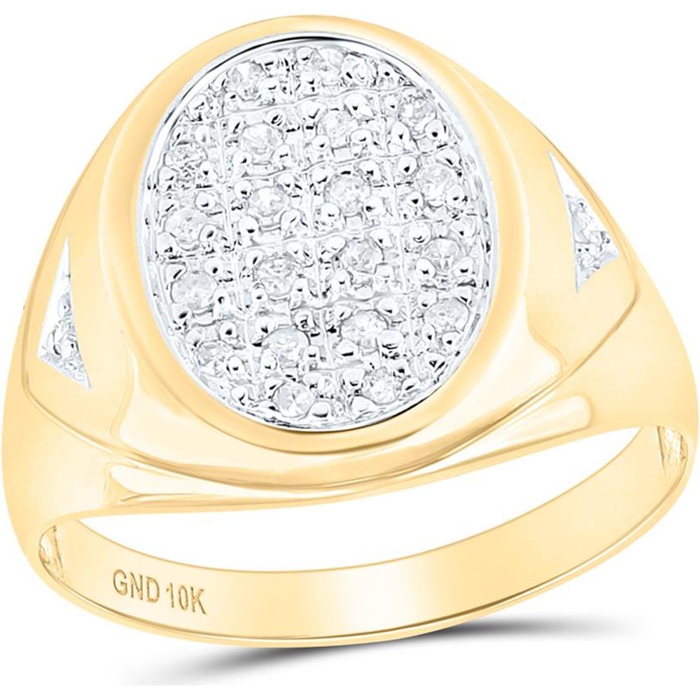 GND 10K Yellow Gold Oval Cluster Ring with Prong-Set Round Diamonds – 1/4 Carat Total Diamond Weight