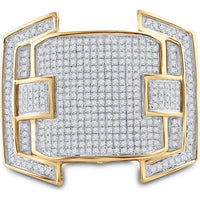 GND 10K Yellow Gold Pave-Set Round Diamond Cluster Statement Ring - 5/8 Total Carat Weight