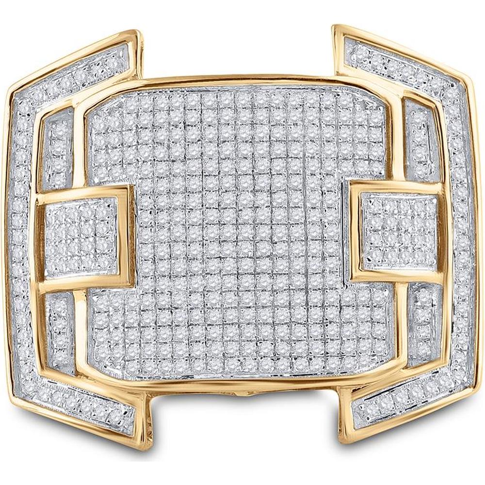 GND 10K Yellow Gold Pave-Set Round Diamond Cluster Statement Ring - 5/8 Total Carat Weight