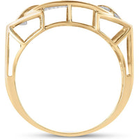 GND 10K Yellow Gold Pave-Set Round Diamond Cluster Statement Ring - 5/8 Total Carat Weight