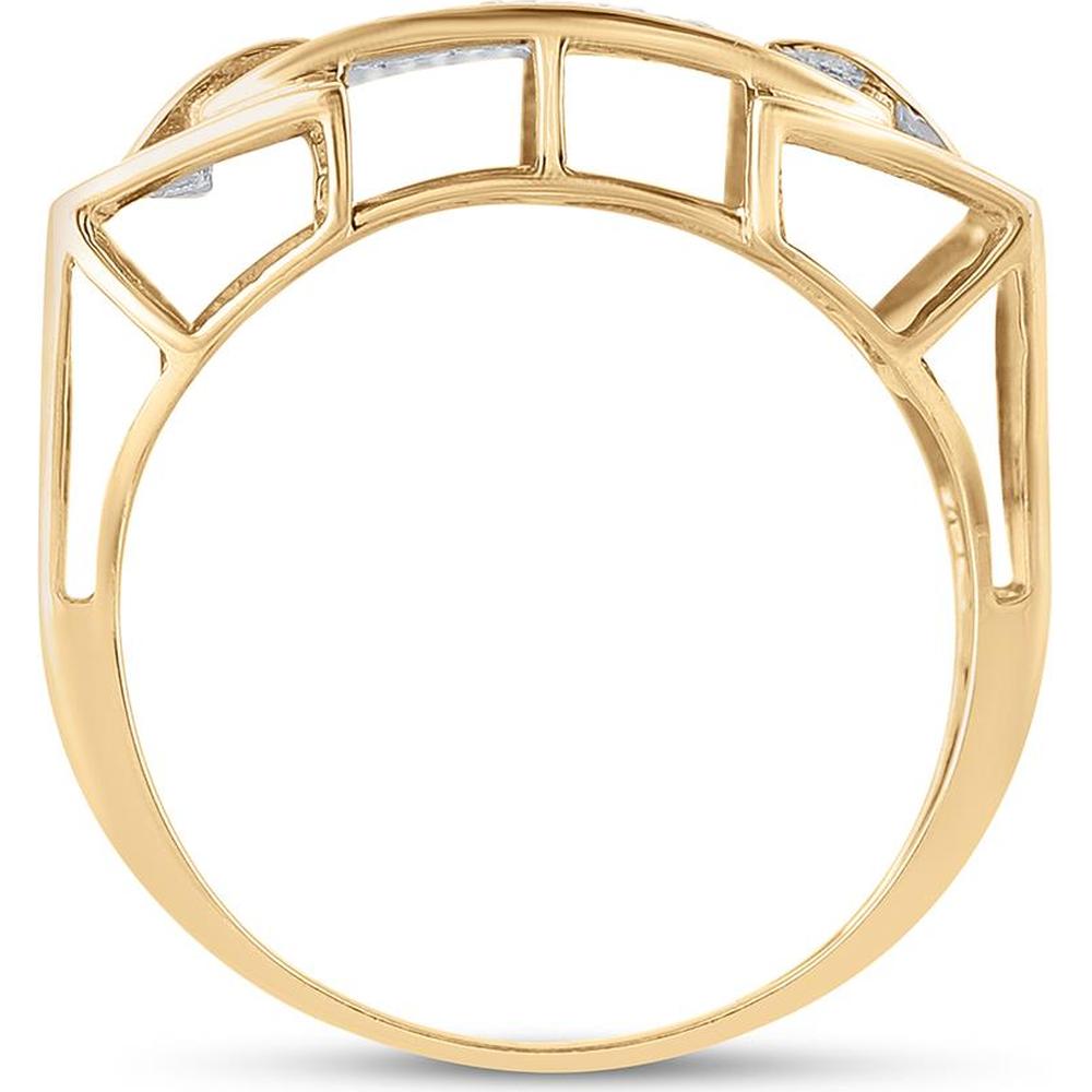 GND 10K Yellow Gold Pave-Set Round Diamond Cluster Statement Ring - 5/8 Total Carat Weight