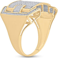 GND 10K Yellow Gold Pave-Set Round Diamond Cluster Statement Ring - 5/8 Total Carat Weight