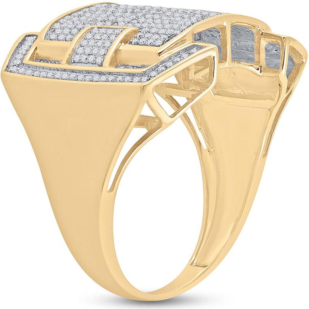 GND 10K Yellow Gold Pave-Set Round Diamond Cluster Statement Ring - 5/8 Total Carat Weight