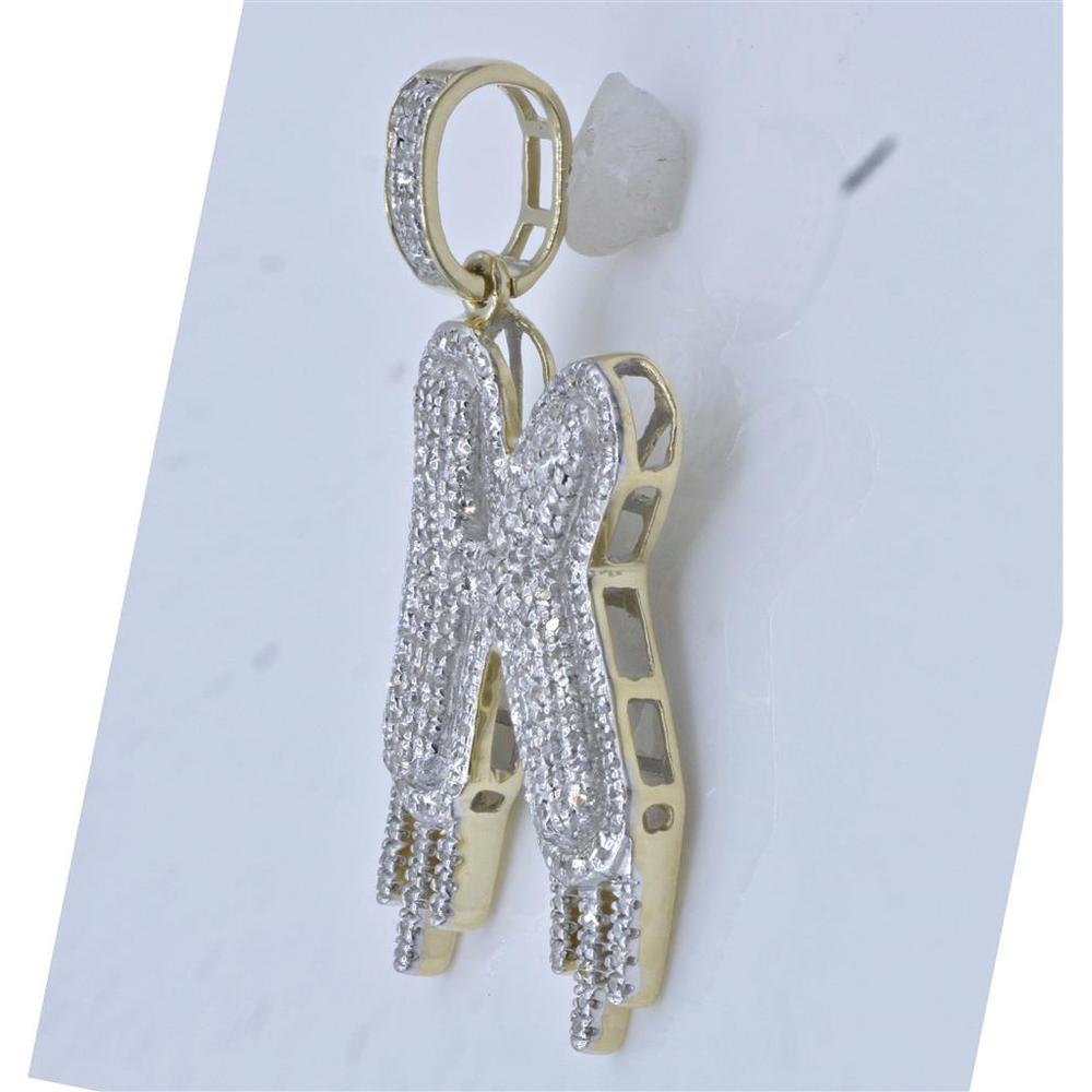 GND 10K Yellow Gold Pave-Set Round Diamond Dripping K Initial Pendant - 0.75 Carat Total Diamond Weight
