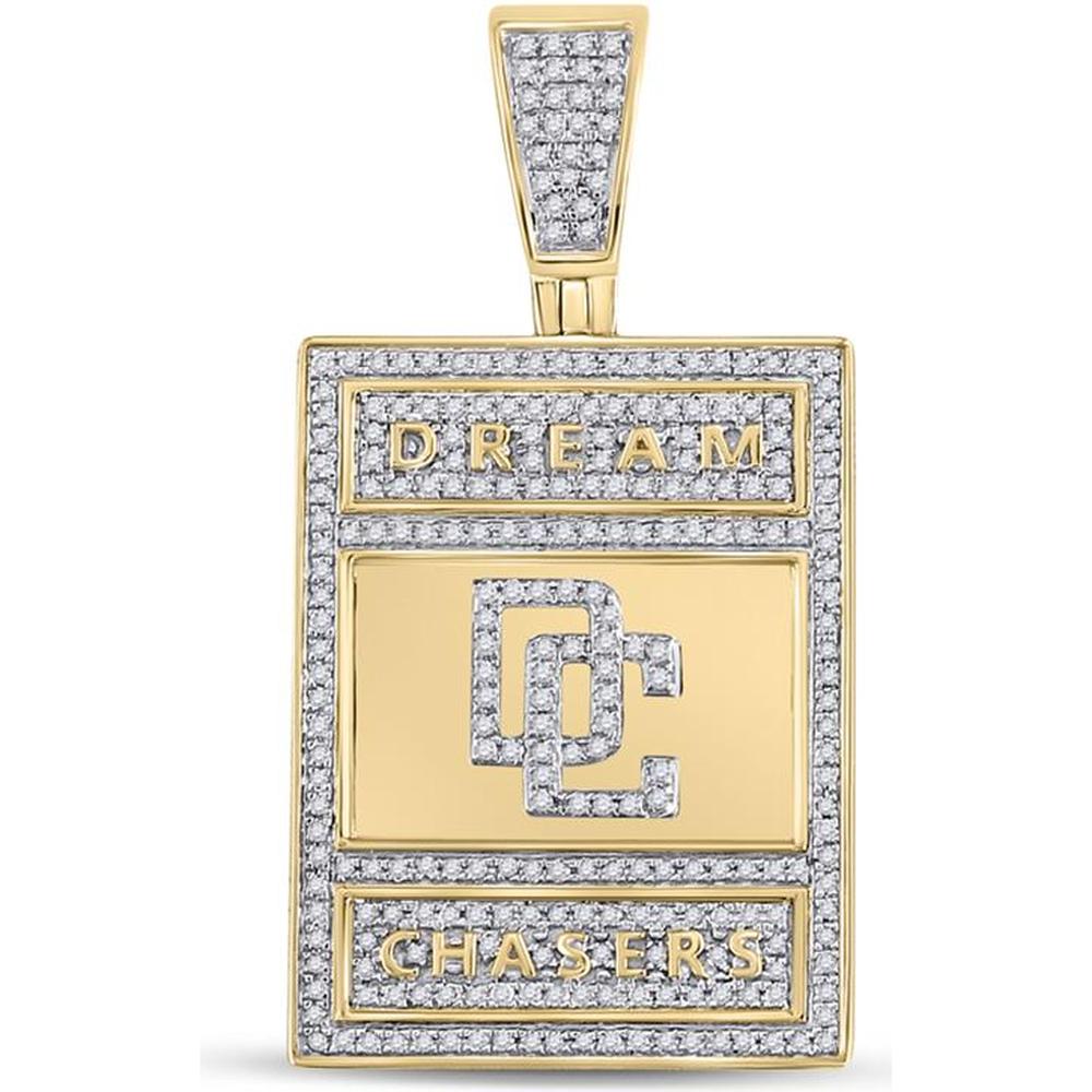 GND 10K Yellow Gold Pendant with Pave-Set Round Diamonds - 0.80 Carat Total Diamond Weight