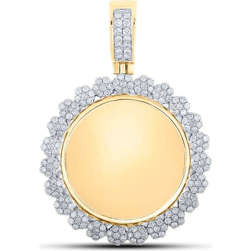 GND 10K Yellow Gold Pendant with Pave-Set Round Diamonds - 2.10 Carat Total Diamond Weight