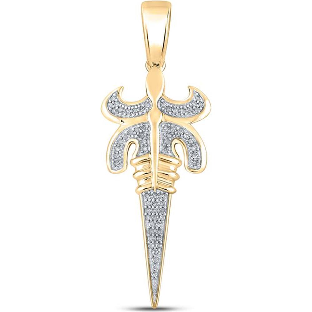 GND 10K Yellow Gold Pendant with Prong-Set Round Diamonds - 0.20 Carat Total Diamond Weight