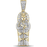 GND 10K Yellow Gold Pharaoh Charm Pendant with Prong-Set Round Diamonds - 0.38 Carat Total Diamond Weight
