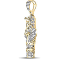 GND 10K Yellow Gold Pharaoh Charm Pendant with Prong-Set Round Diamonds - 0.38 Carat Total Diamond Weight