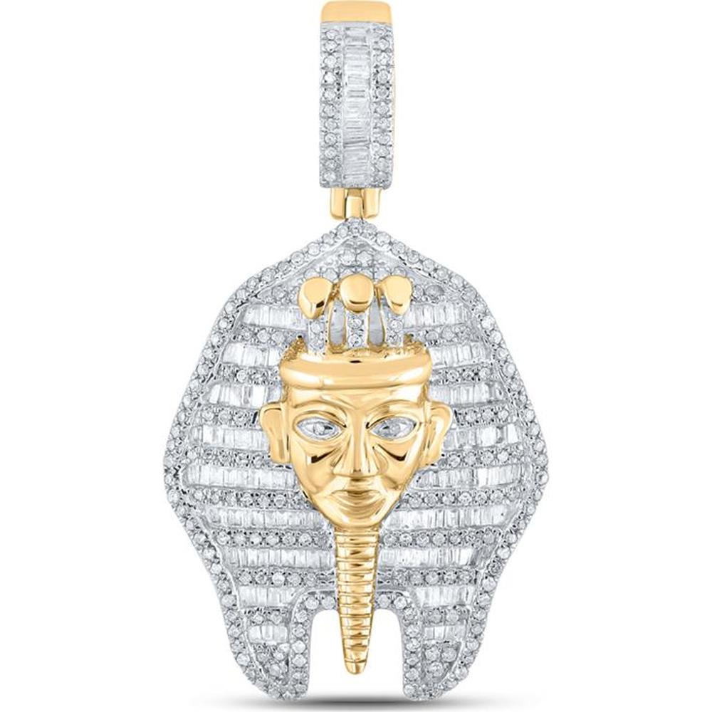 GND 10K Yellow Gold Pharaoh Pendant with 1-1/4 Carat Total Diamond Weight in Pave Setting
