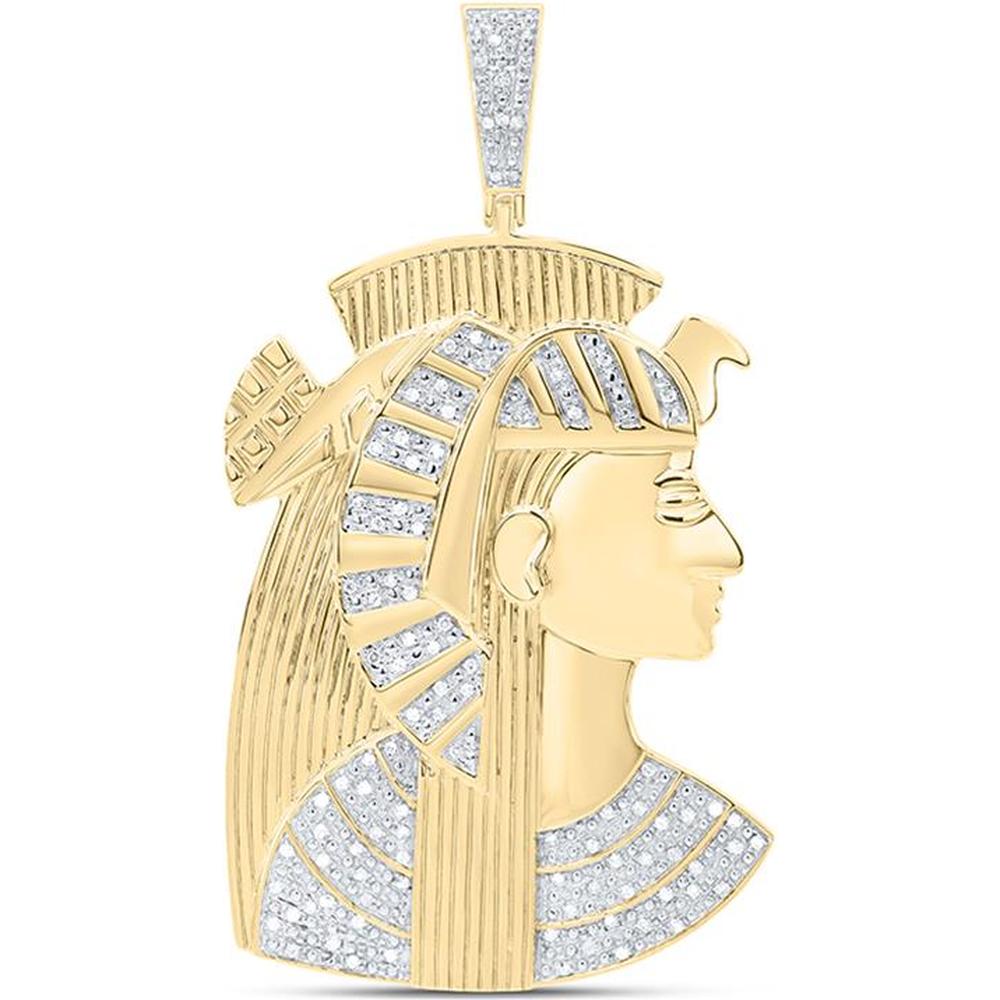 GND 10K Yellow Gold Pharaoh Pendant with Pave-Set Round Diamonds - 0.40 Carat Total Diamond Weight