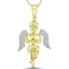 GND 10K Yellow Gold Praying Angel Pendant with Pave-Set Round Diamonds - 0.25 Carat Total Diamond Weight