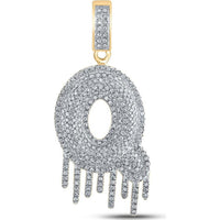 GND 10K Yellow Gold Q Letter Charm Pendant with Pave-Set Round Diamonds - 0.85 Carat Total Diamond Weight