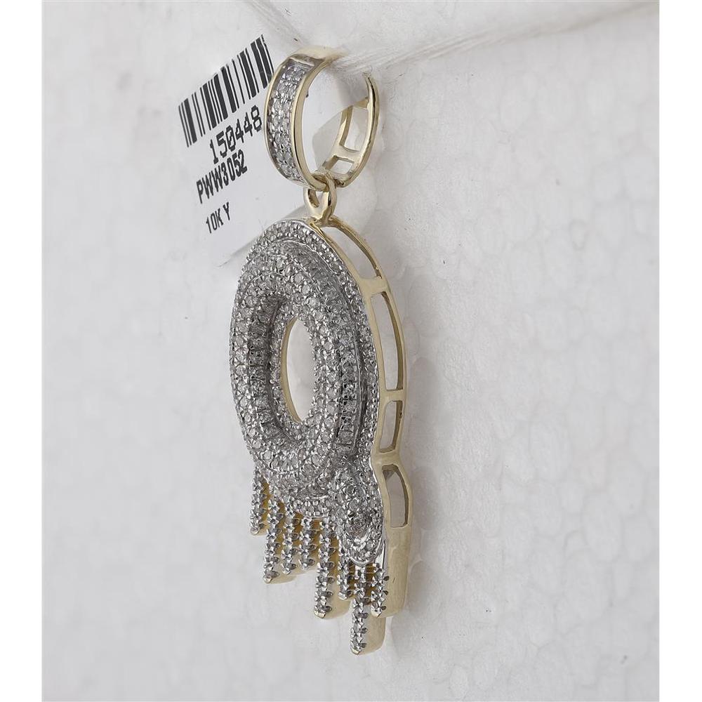 GND 10K Yellow Gold Q Letter Charm Pendant with Pave-Set Round Diamonds - 0.85 Carat Total Diamond Weight