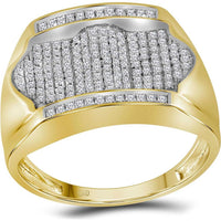 GND 10K Yellow Gold Rectangle Arched Cluster Ring with Prong-Set Round Diamonds - 0.50 Carat Total Diamond Weight