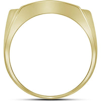 GND 10K Yellow Gold Rectangle Arched Cluster Ring with Prong-Set Round Diamonds - 0.50 Carat Total Diamond Weight