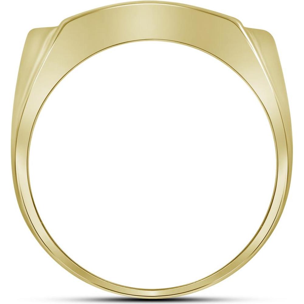 GND 10K Yellow Gold Rectangle Arched Cluster Ring with Prong-Set Round Diamonds - 0.50 Carat Total Diamond Weight