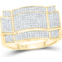GND 10K Yellow Gold Rectangular Cluster Ring with Pave Set Round Diamonds - 0.50 Carat Total Diamond Weight