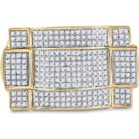 GND 10K Yellow Gold Rectangular Cluster Ring with Pave Set Round Diamonds - 0.50 Carat Total Diamond Weight