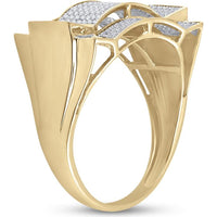 GND 10K Yellow Gold Rectangular Cluster Ring with Pave Set Round Diamonds - 0.50 Carat Total Diamond Weight