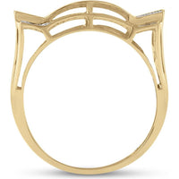 GND 10K Yellow Gold Rectangular Cluster Ring with Pave Set Round Diamonds - 0.50 Carat Total Diamond Weight
