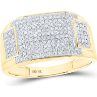 GND 10K Yellow Gold Rectangular Cluster Ring with Pave-Set Round Diamonds - 1/2 Total Carat Weight