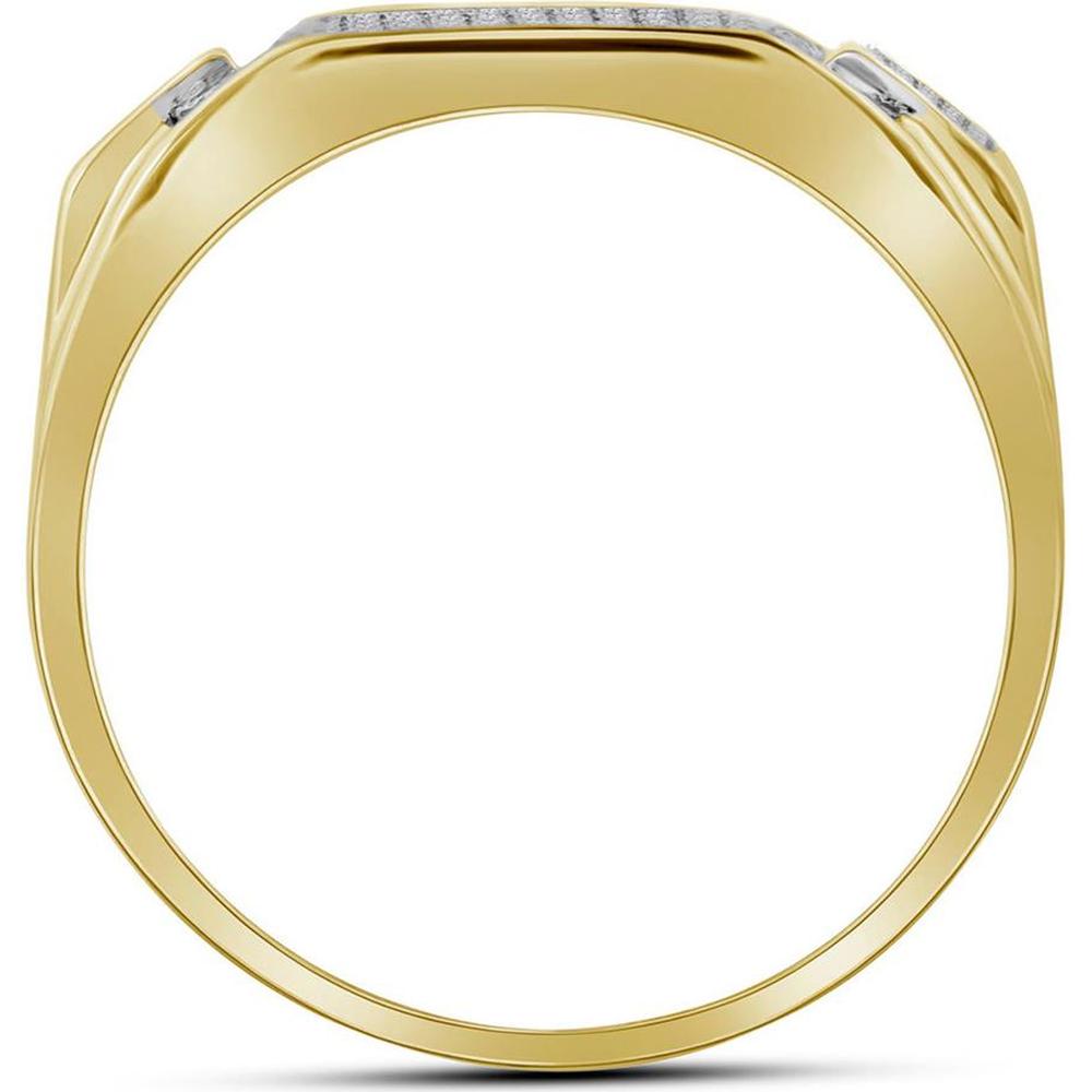 GND 10K Yellow Gold Rectangular Cluster Ring with Pave-Set Round Diamonds - 1/2 Total Carat Weight